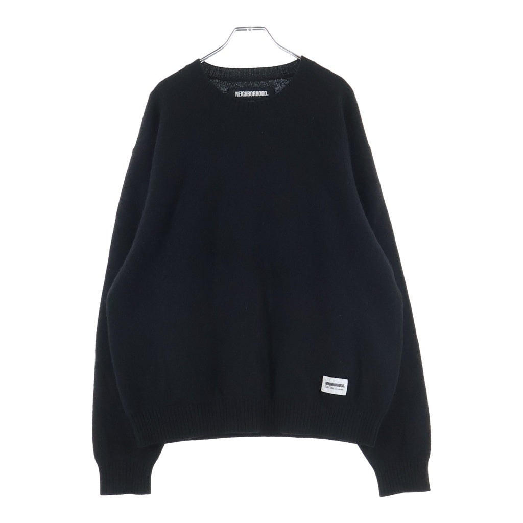 NEIGHBORHOOD(ネイバーフッド) 23AW YAK PLAIN SWEATER ヤクウール プレーン クルーネックニットセーター ブラック 23213NH-KNM01