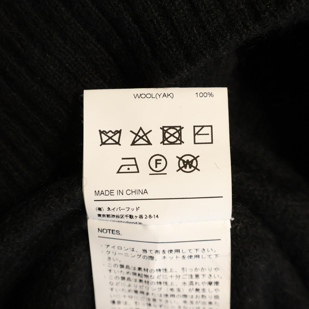 NEIGHBORHOOD(ネイバーフッド) 23AW YAK PLAIN SWEATER ヤクウール プレーン クルーネックニットセーター ブラック 23213NH-KNM01