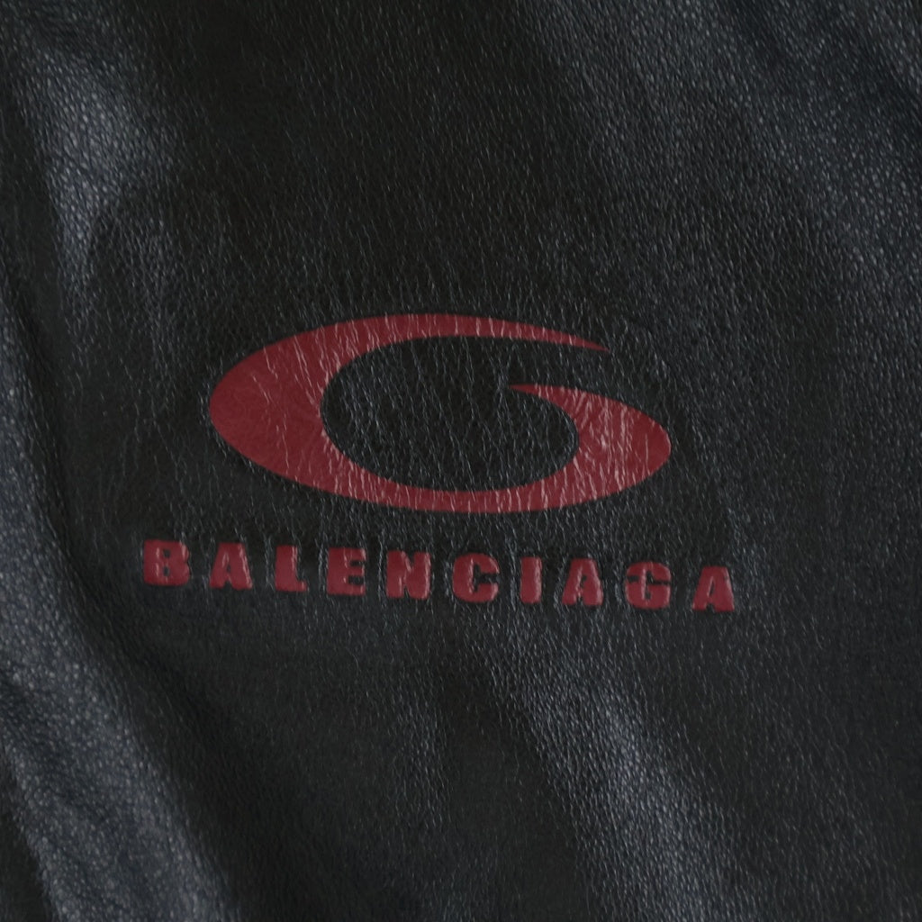 BALENCIAGA(バレンシアガ) 26SS TRACKSUIT JACKET シャイニーラムスキン トラックジャケット ジップアップブルゾン ブラック 869734 TUS02
