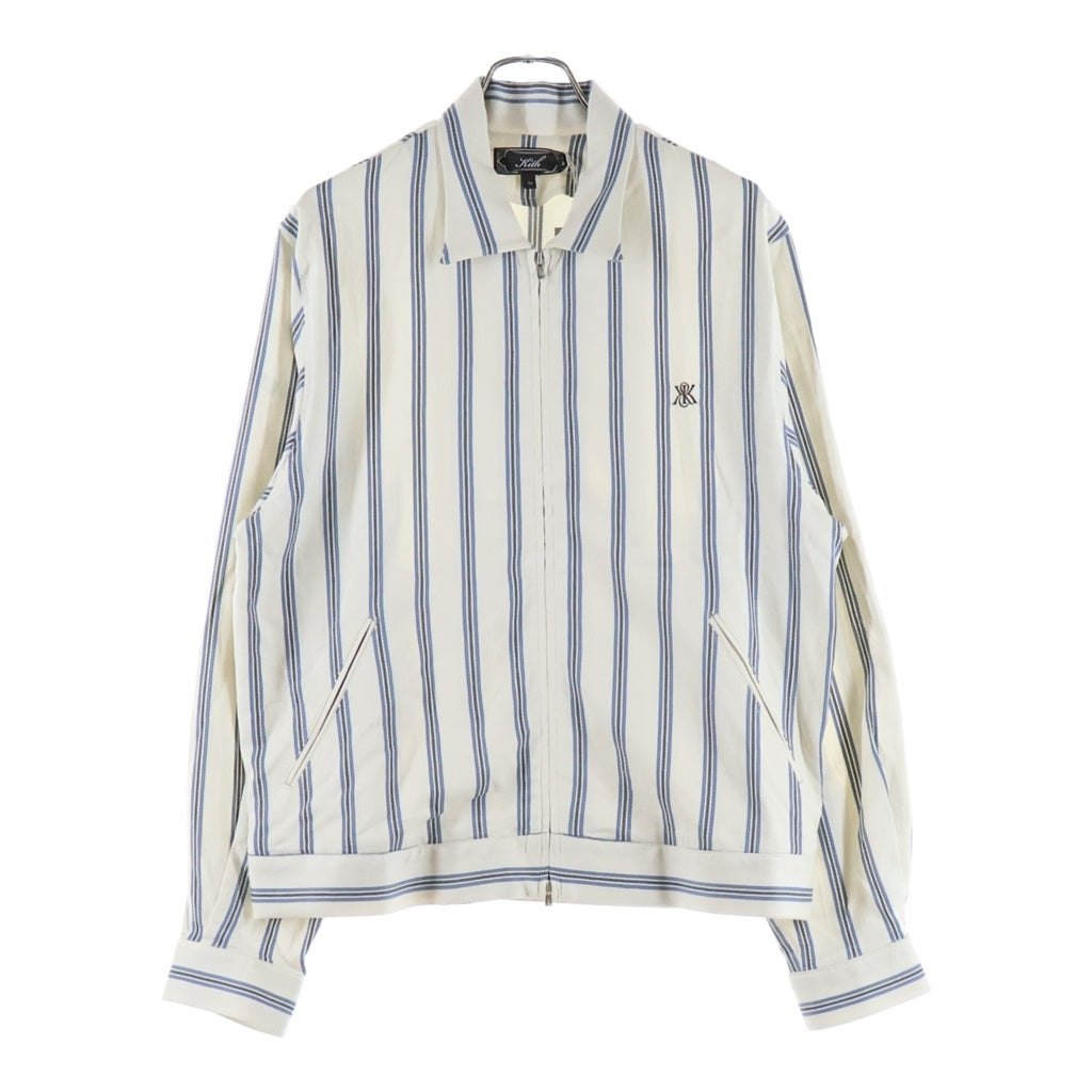 KITH(キス) 26SS TEXTURED STRIPE CONNOR BLOUSON JACKET ストライプ柄 レーヨン混 コナーブルゾンジャケット ホワイト/ブルー KHM011272