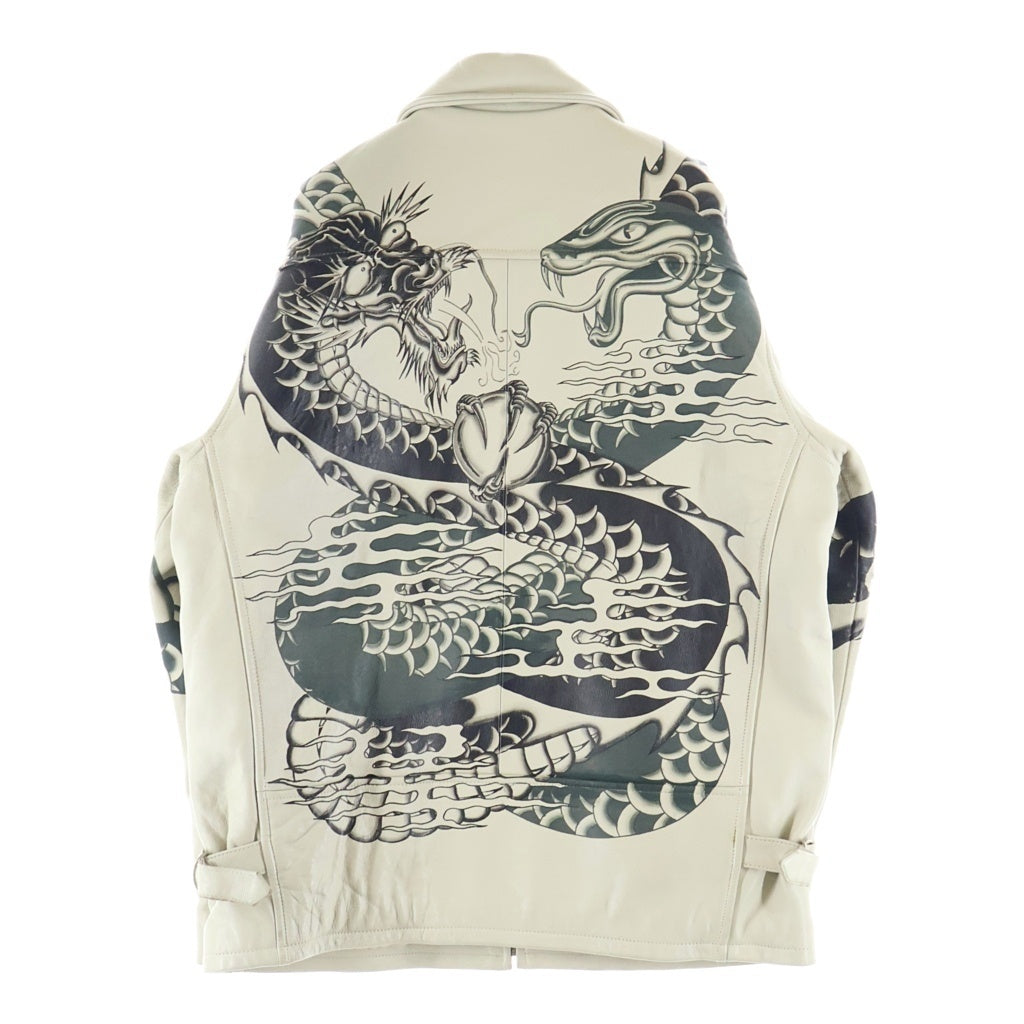 AVIREX(アヴィレックス) DRAGON&SNAKE TRACKER JACKET ドラゴン スネーク プリント トラッカー レザージャケット ホワイト 783-3150012