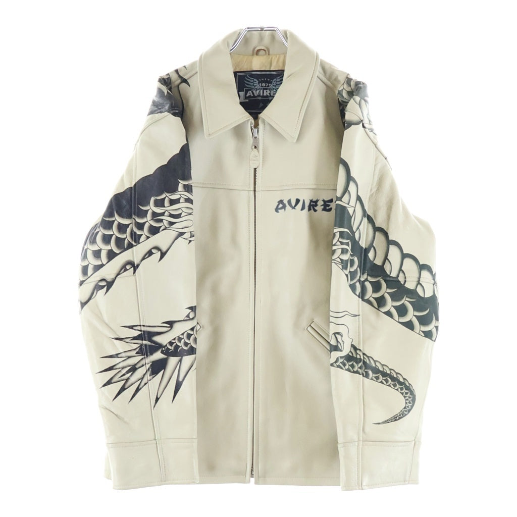 AVIREX(アヴィレックス) DRAGON&SNAKE TRACKER JACKET ドラゴン スネーク プリント トラッカー レザージャケット ホワイト 783-3150012