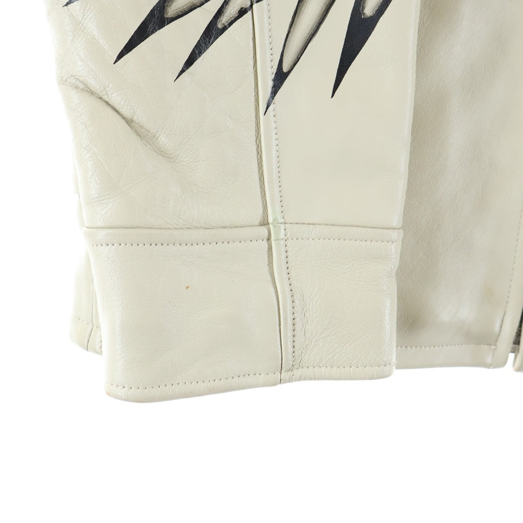 AVIREX(アヴィレックス) DRAGON&SNAKE TRACKER JACKET ドラゴン スネーク プリント トラッカー レザージャケット ホワイト 783-3150012