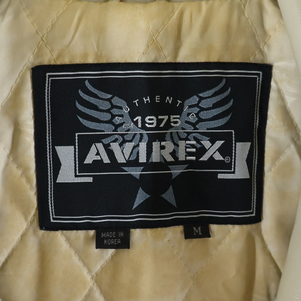 AVIREX(アヴィレックス) DRAGON&SNAKE TRACKER JACKET ドラゴン スネーク プリント トラッカー レザージャケット ホワイト 783-3150012
