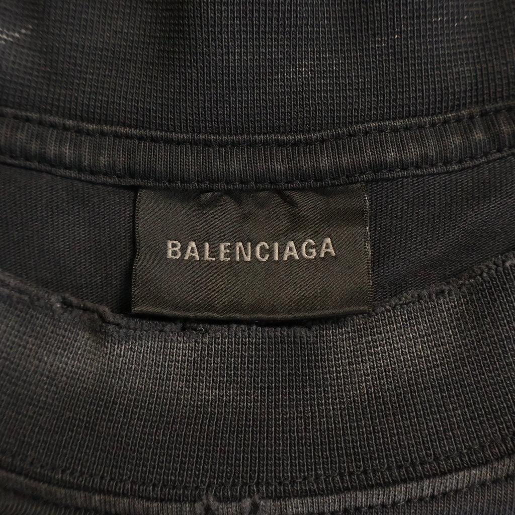 BALENCIAGA(バレンシアガ) 23SS TAPE TYPE T-SHIRT テープ タイプ フロントロゴ プリントTシャツ 半袖クルーネックカットソー ブラック 739784 TOVA9
