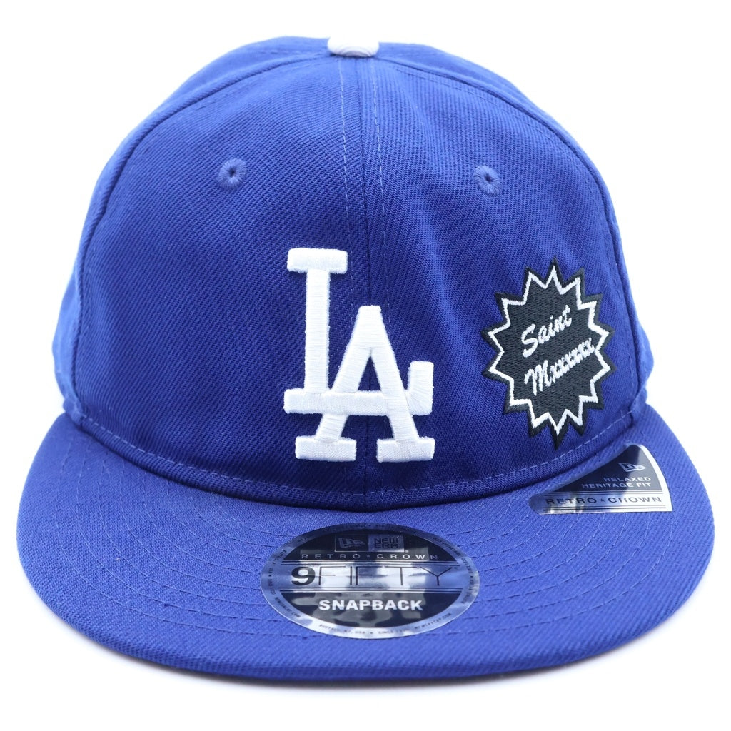 SAINT MICHAEL(セントマイケル) 25SS ×NEW ERA NE_CAP ニューエラ ロサンゼルスドジャース コットンベースボールキャップ 帽子 ブルー SM-HR8-GIFT-C46