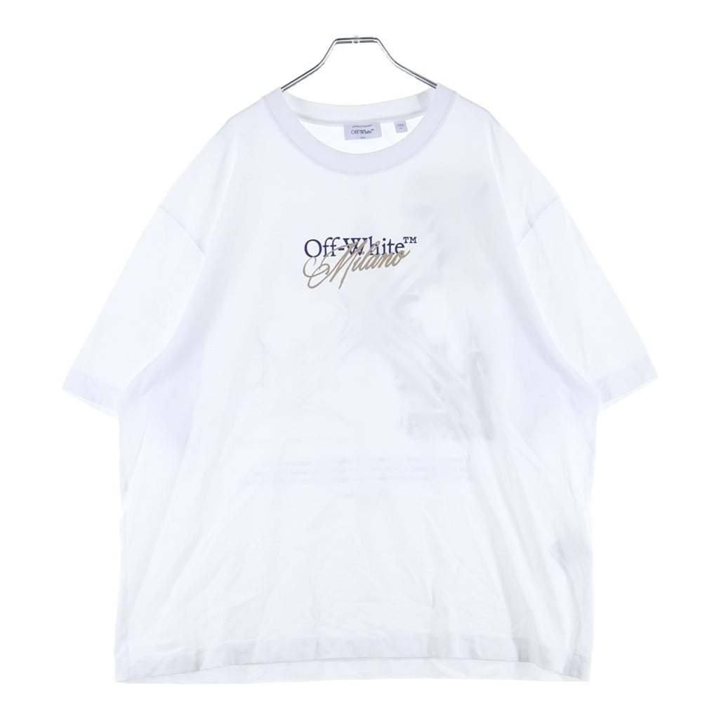 OFF-WHITE(オフホワイト) 26SS MILANO CITY GARMENTS SKATE T-SHIRT ミラノ フロントロゴ バックグラフィックプリントTシャツ 半袖クルーネックカットソー ホワイト 44MAA120S26J01G000
