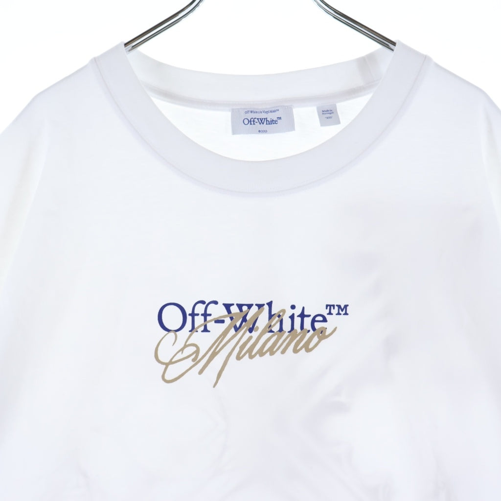 OFF-WHITE(オフホワイト) 26SS MILANO CITY GARMENTS SKATE T-SHIRT ミラノ フロントロゴ バックグラフィックプリントTシャツ 半袖クルーネックカットソー ホワイト 44MAA120S26J01G000