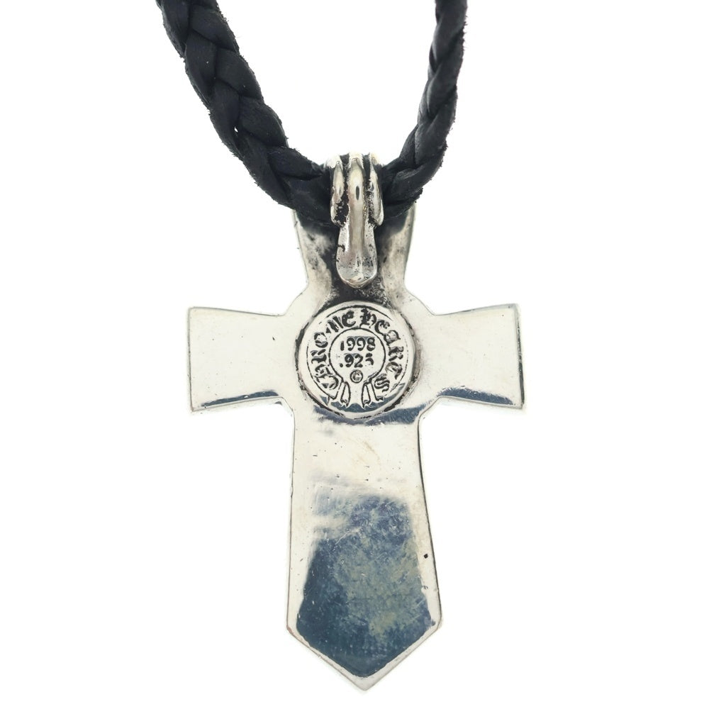 CHROME HEARTS(クロムハーツ) VULCAN CROSS SML LB バルカンクロス スモール レザーブレイド ネックレス シルバー/ブラック