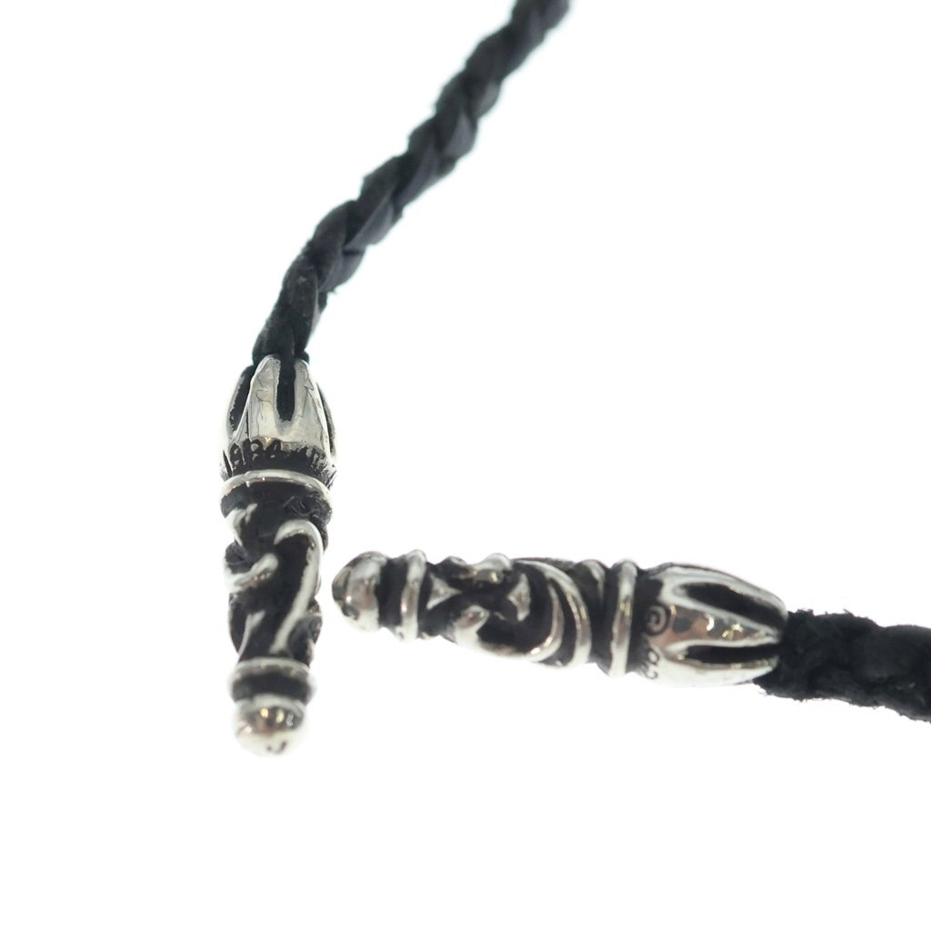 CHROME HEARTS(クロムハーツ) VULCAN CROSS SML LB バルカンクロス スモール レザーブレイド ネックレス シルバー/ブラック
