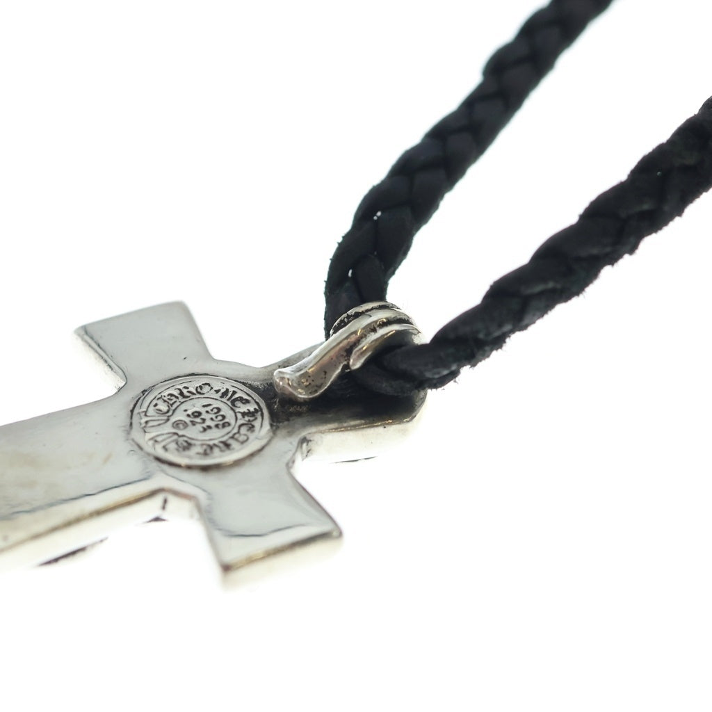 CHROME HEARTS(クロムハーツ) VULCAN CROSS SML LB バルカンクロス スモール レザーブレイド ネックレス シルバー/ブラック