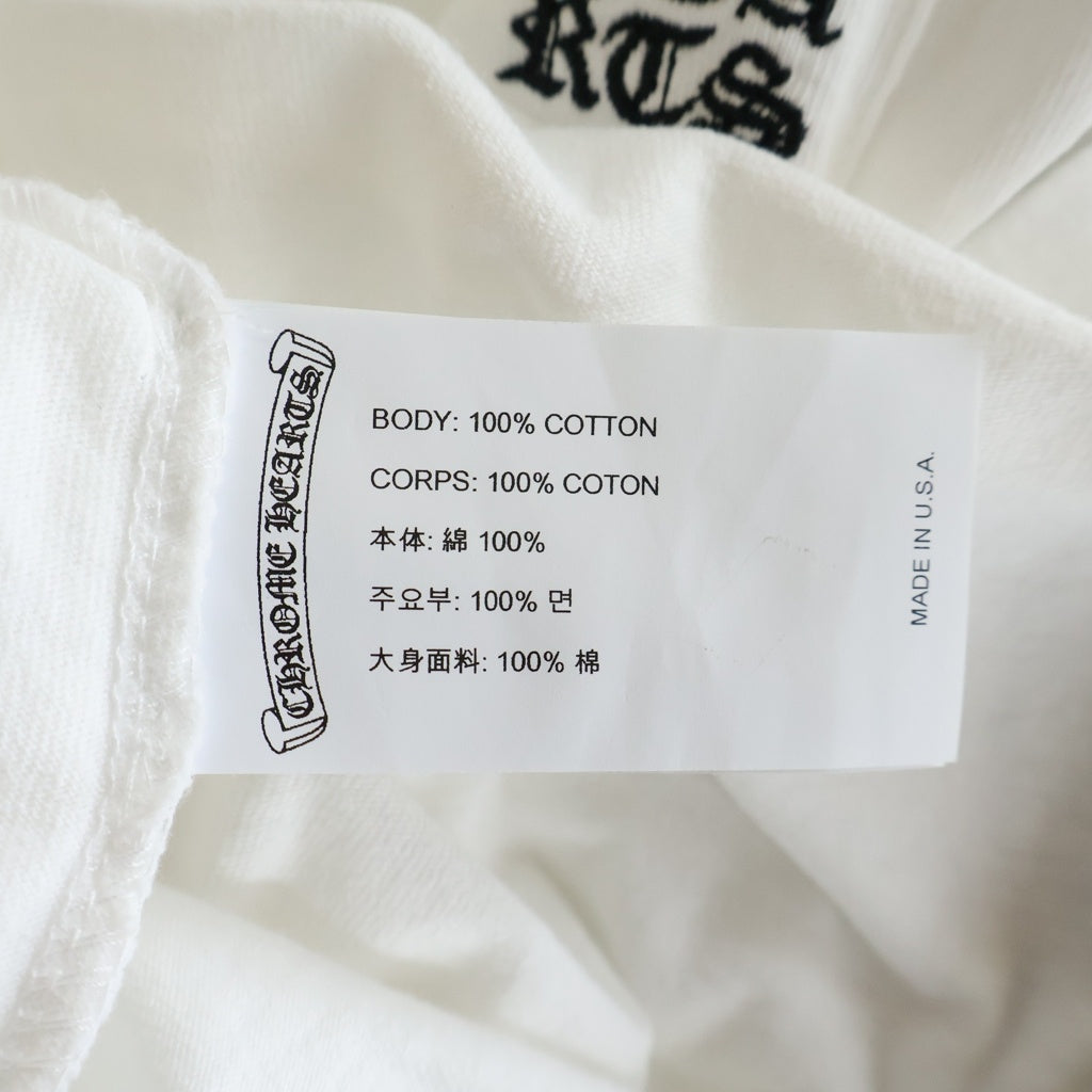 CHROME HEARTS(クロムハーツ) Y NOT LIGHT VERTICAL LOGO CROSS EMBROIDERED ワイノット ロゴエンブロイダリー 胸ポケット クルーネック 半袖Tシャツ カットソー ホワイト