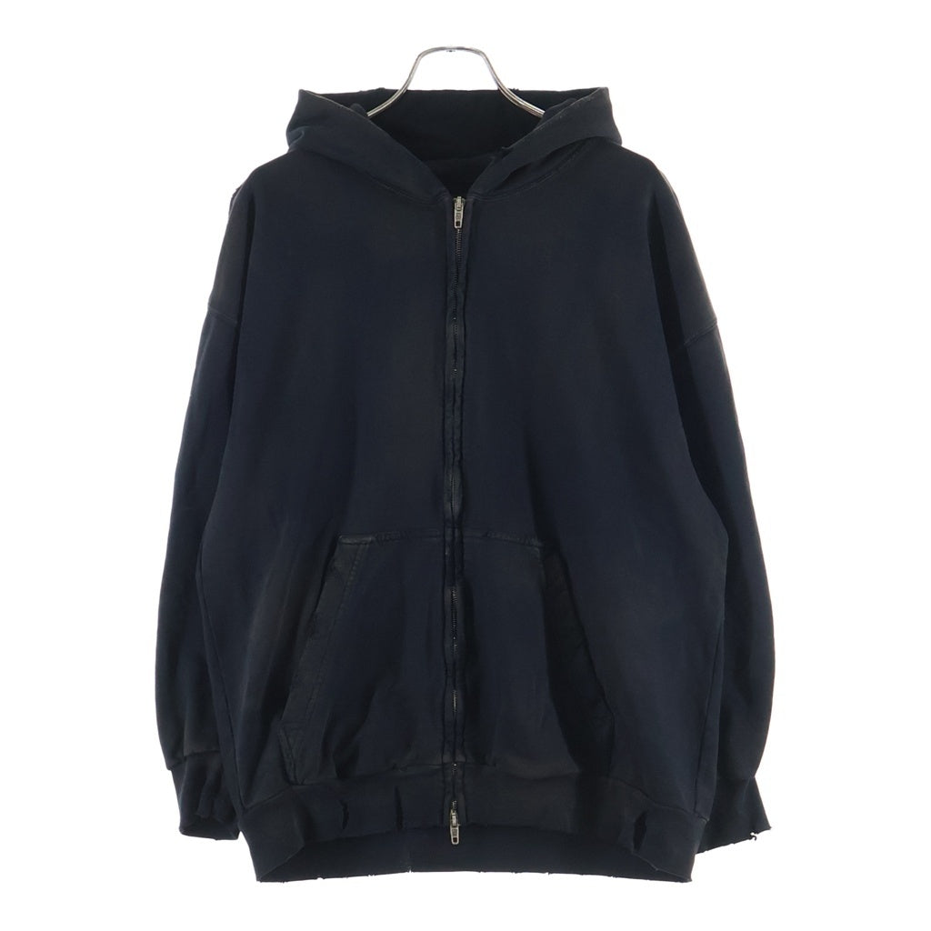 BALENCIAGA(バレンシアガ) 23SS ロゴ エンブロイダリー 泥加工 スモールフィット ジップアップ パーカー フーディー 744454 TOV14 1055
