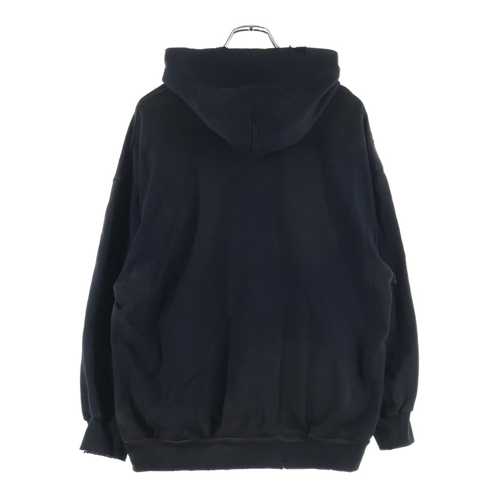 BALENCIAGA(バレンシアガ) 23SS ロゴ エンブロイダリー 泥加工 スモールフィット ジップアップ パーカー フーディー 744454 TOV14 1055