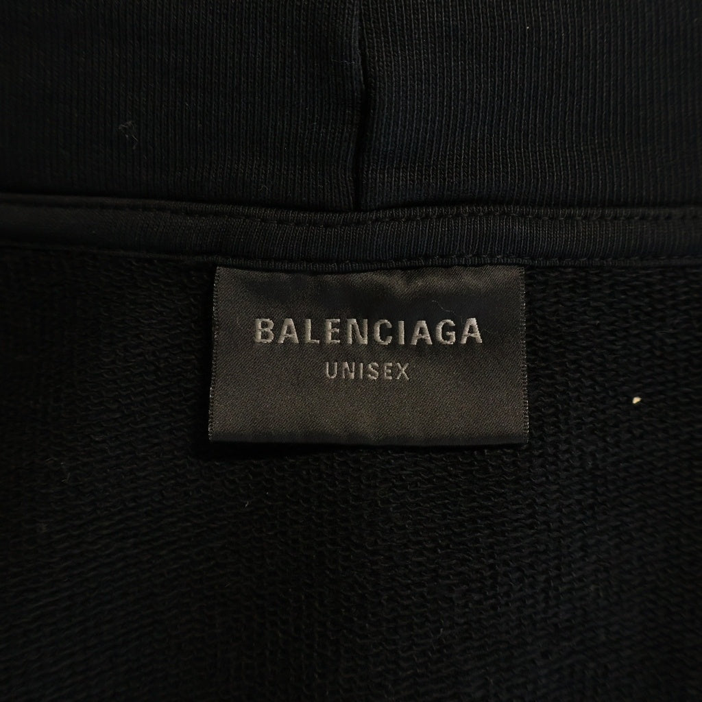 BALENCIAGA(バレンシアガ) 23SS ロゴ エンブロイダリー 泥加工 スモールフィット ジップアップ パーカー フーディー 744454 TOV14 1055