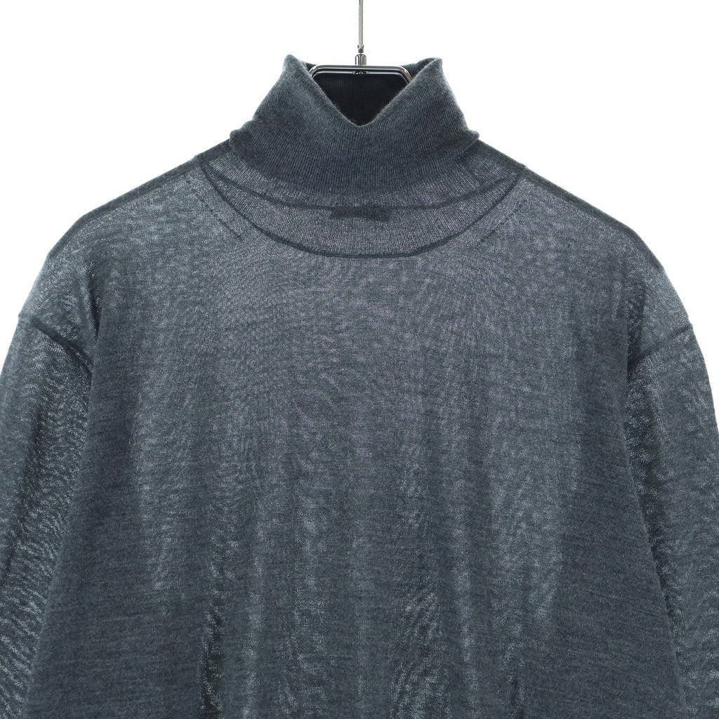 cash&barba(キャッシュ アンド バルバ) Cash&Silk 180 Regular Fit Turtle-Neck カシミヤシルク レギュラーフィット タートルネック ニット グレー IMSSW003