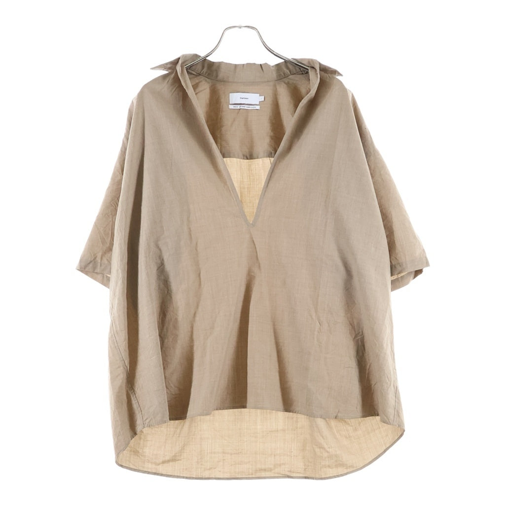 Graphpaper(グラフペーパー) 26SS Fine Wool Heather S/S Skipper Shirt ファインウール ショートスリーブ スキッパーシャツ ベージュ GU261-50321