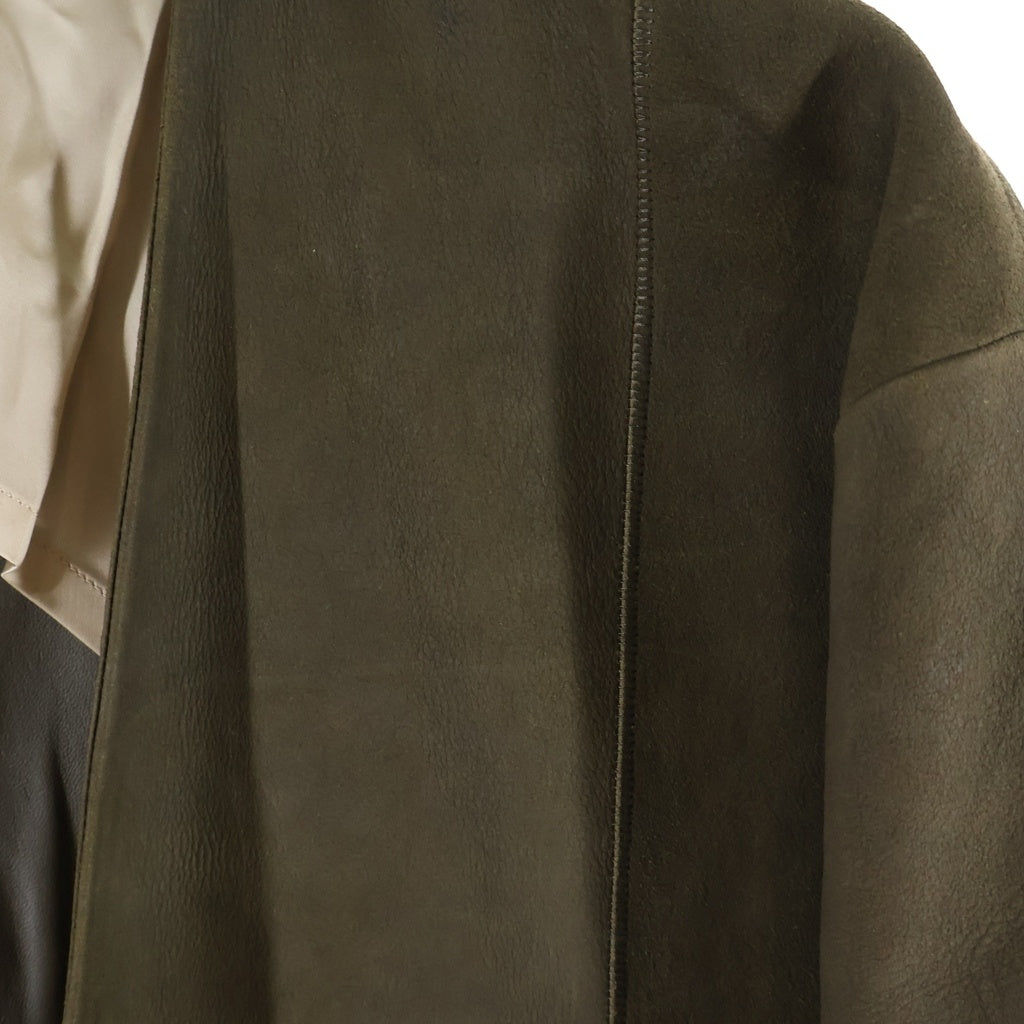 RAKINES(ラキネス) 24SS Entrefino lamb leather-Collar less jacket エントロフィーノ ラムレザー ノーカラージャケット ブラウン 11S24SS236B