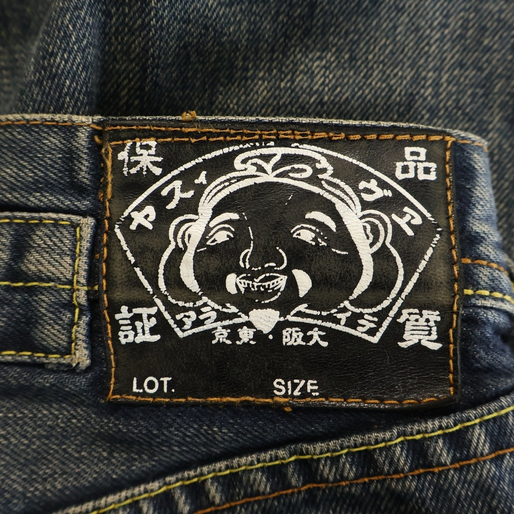 EVISU(エビス) 大黒パッチ 大カモメ ステッチデザイン ボタンフライデニムパンツ インディゴ