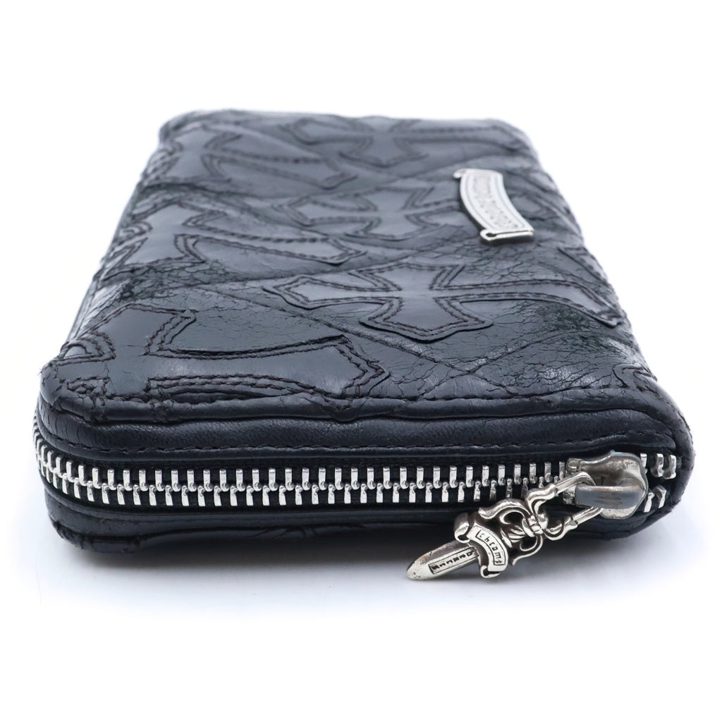 CHROME HEARTS(クロムハーツ) REC F ZIP QUILTED WALLET セメタリークロス キルティング レザーウォレット 財布 ブラック