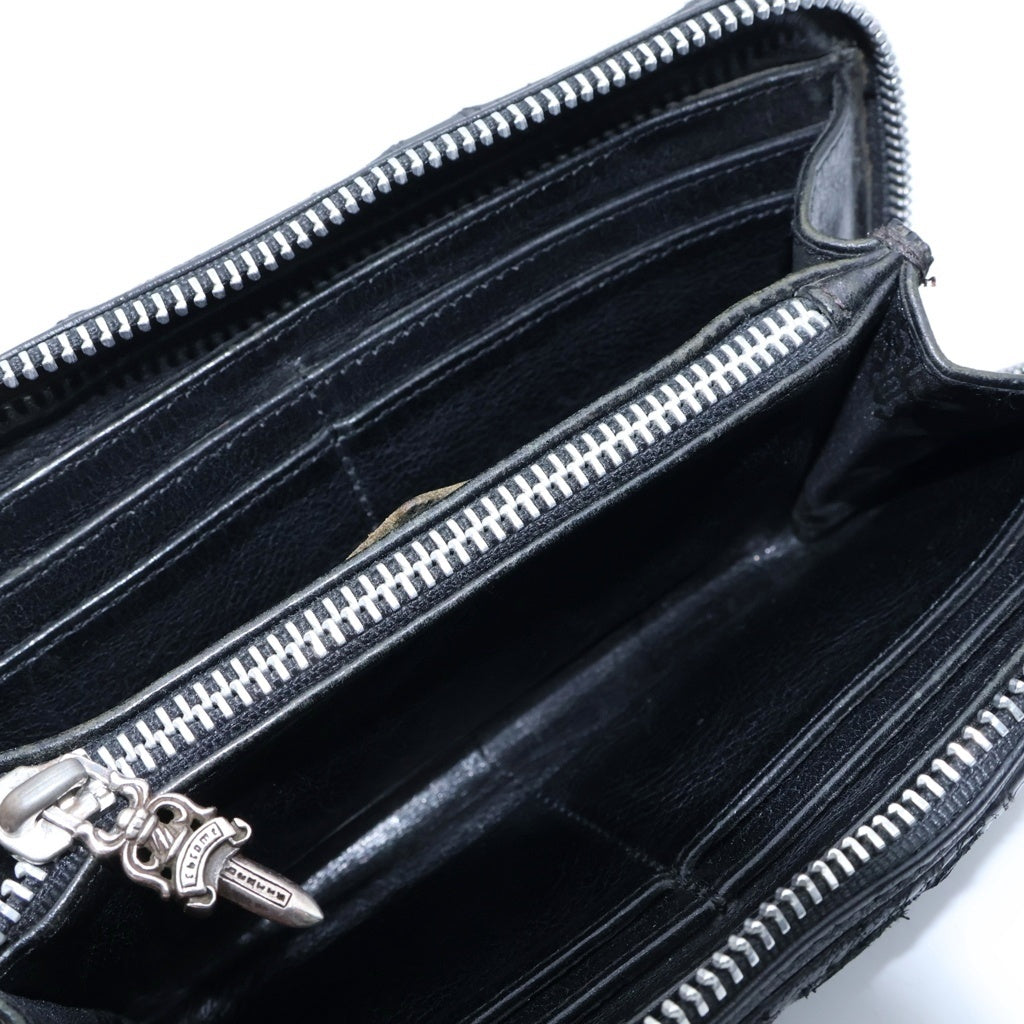 CHROME HEARTS(クロムハーツ) REC F ZIP QUILTED WALLET セメタリークロス キルティング レザーウォレット 財布 ブラック
