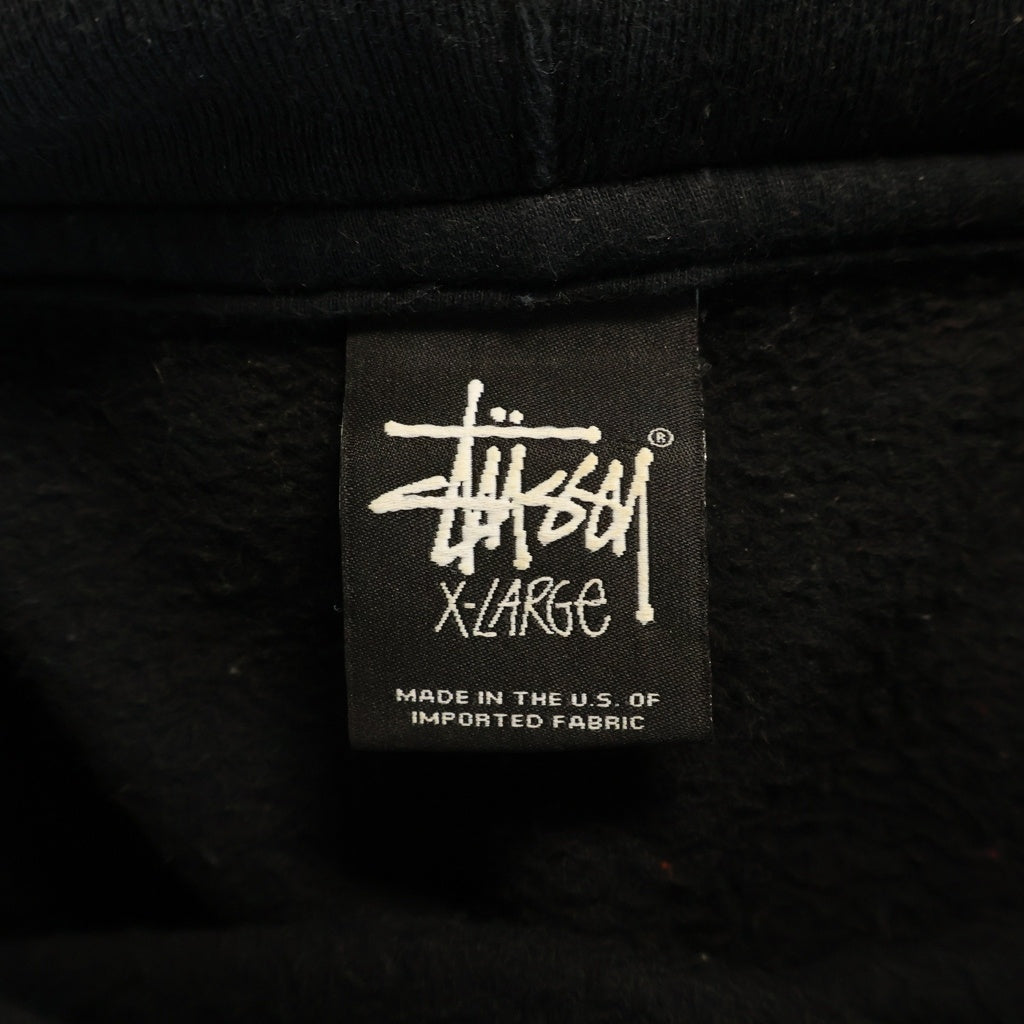 STUSSY(ステューシー) WORLD TOUR HOODIE ワールドツアー 両面プリント プルオーバーフーディー パーカー ブラック