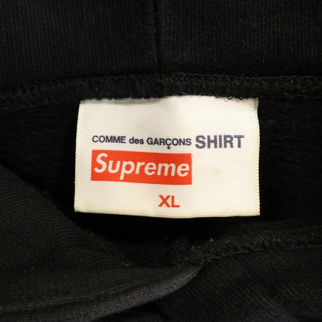 SUPREME(シュプリーム) 18AW ×Comme des GARCONS SHIRT Split Box Logo Hooded Sweatshirt コムデギャルソンシャツ スプリット ボックスロゴ フーデッドスウェットシャツ パーカー ブラック