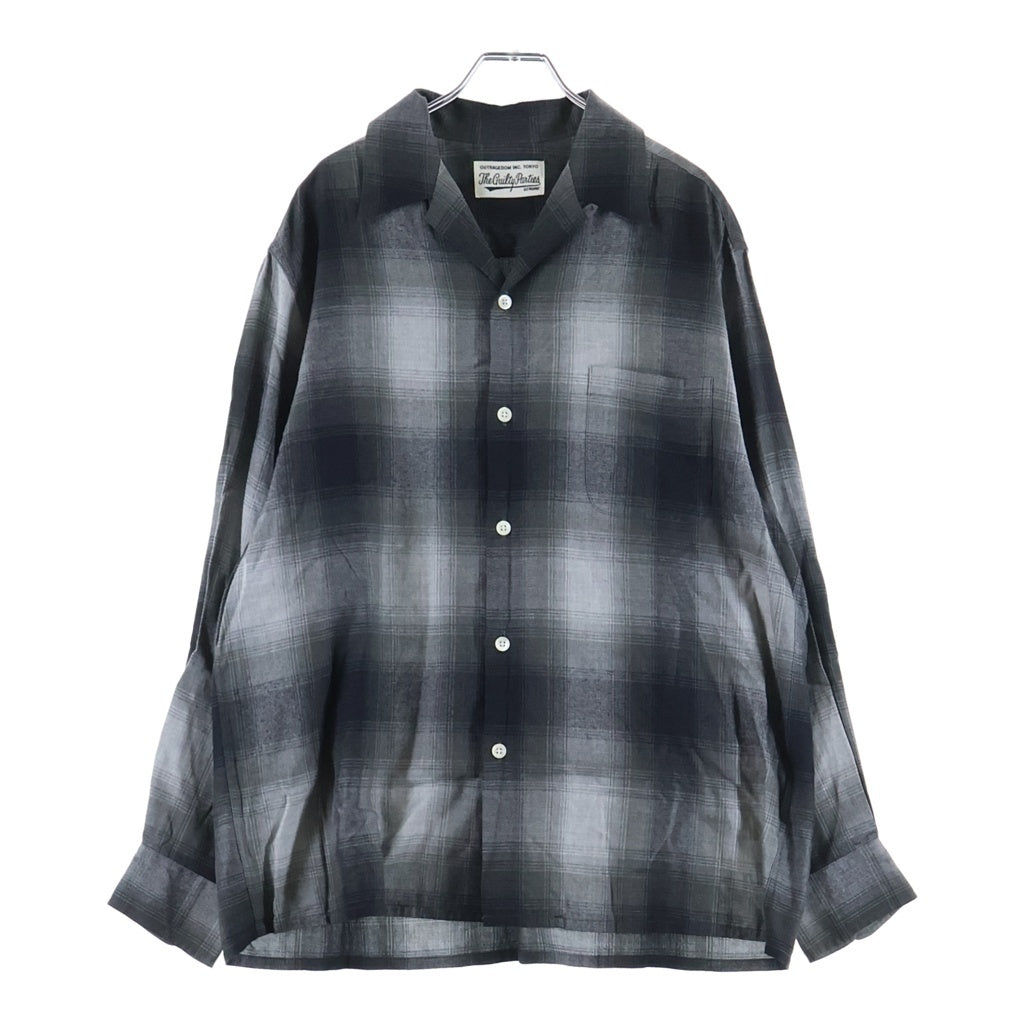 WACKO MARIA(ワコマリア) OMBRE CHECK OPEN COLLAR L/S SHIRT オンブレチェック オープンカラー 長袖シャツ グレー 23FWE-WMS-OC01