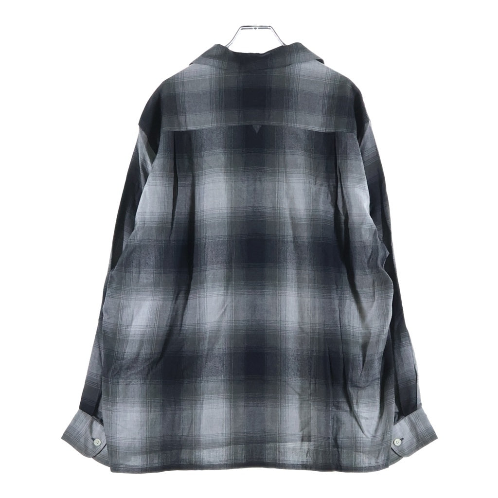 WACKO MARIA(ワコマリア) OMBRE CHECK OPEN COLLAR L/S SHIRT オンブレチェック オープンカラー 長袖シャツ グレー 23FWE-WMS-OC01