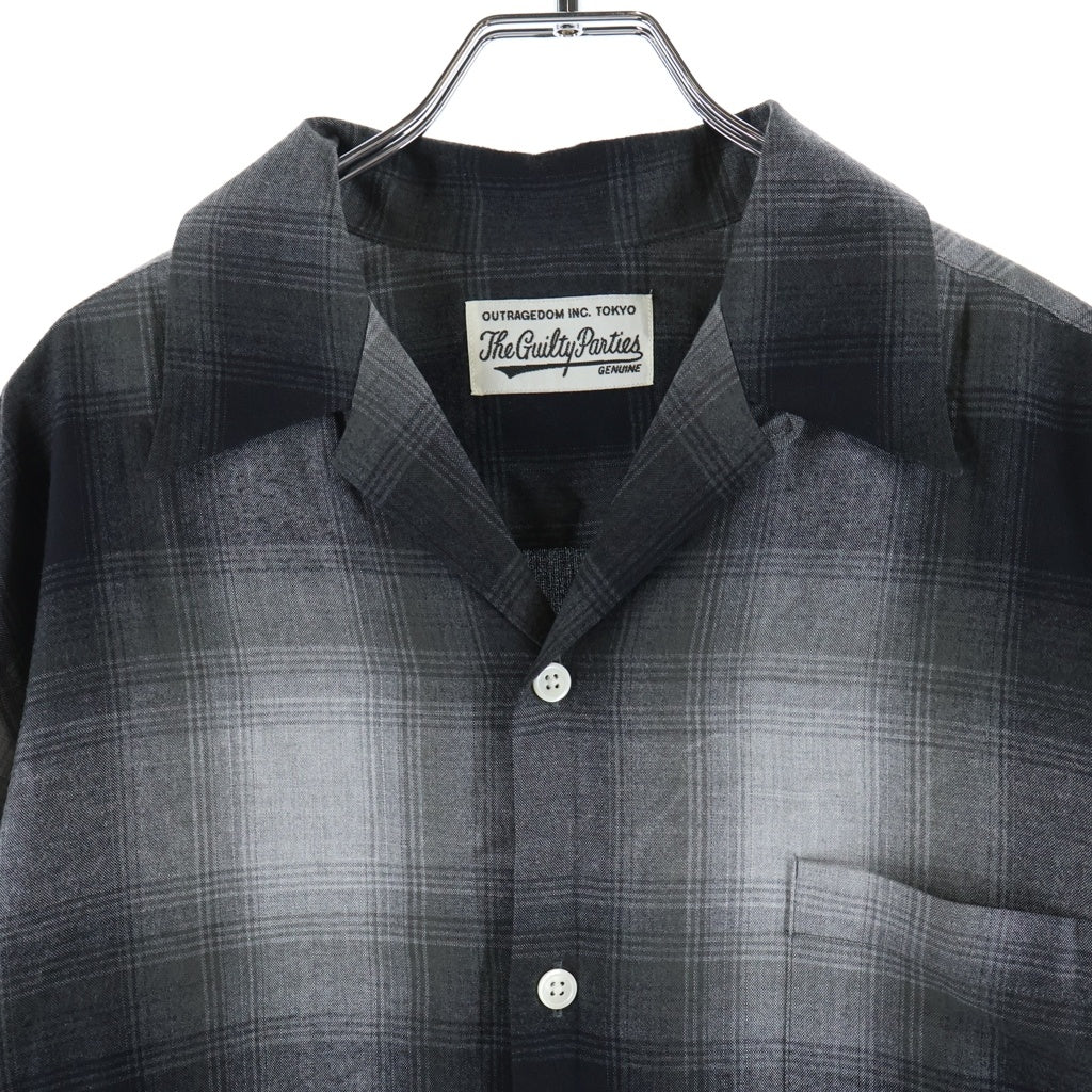 WACKO MARIA(ワコマリア) OMBRE CHECK OPEN COLLAR L/S SHIRT オンブレチェック オープンカラー 長袖シャツ グレー 23FWE-WMS-OC01