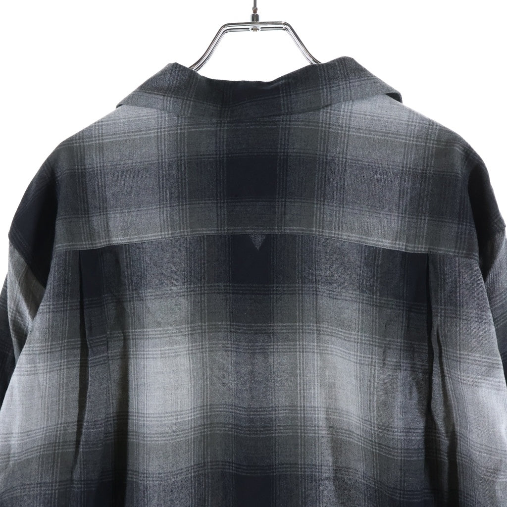 WACKO MARIA(ワコマリア) OMBRE CHECK OPEN COLLAR L/S SHIRT オンブレチェック オープンカラー 長袖シャツ グレー 23FWE-WMS-OC01