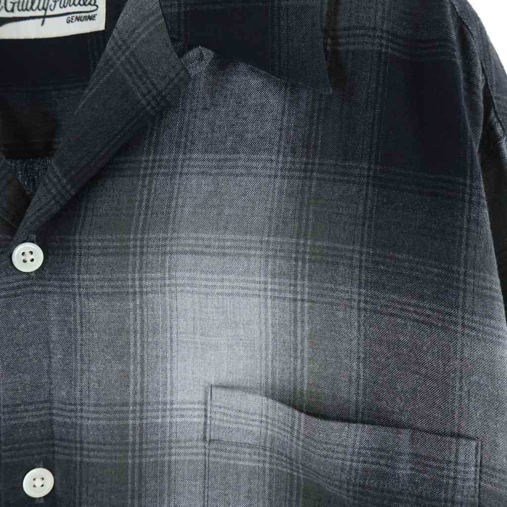 WACKO MARIA(ワコマリア) OMBRE CHECK OPEN COLLAR L/S SHIRT オンブレチェック オープンカラー 長袖シャツ グレー 23FWE-WMS-OC01