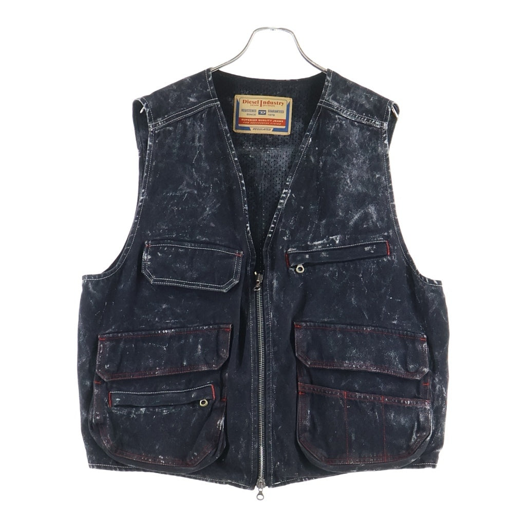 DIESEL(ディーゼル) 23AW D-SAMP DENIM VEST ディーサンプ マルチポケット ジップアップ デニムベスト ブラック A09521