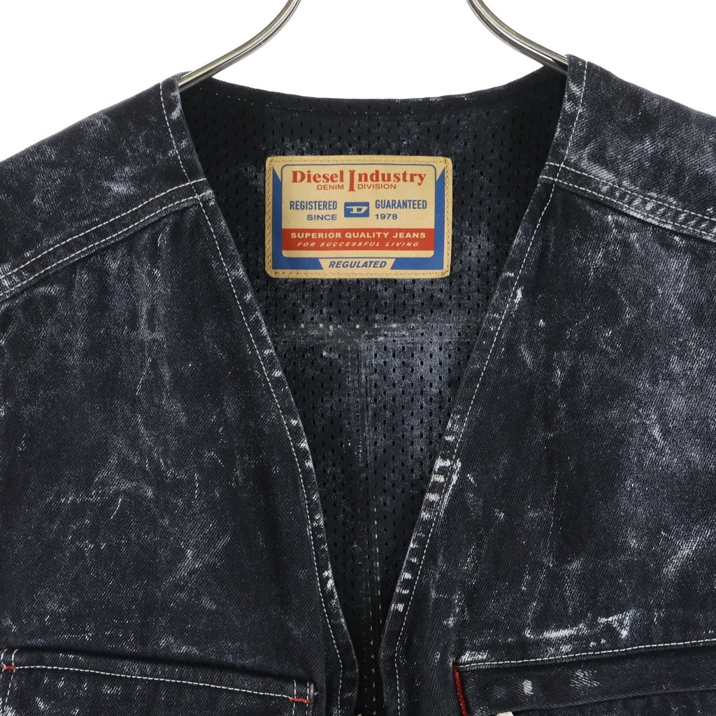 DIESEL(ディーゼル) 23AW D-SAMP DENIM VEST ディーサンプ マルチポケット ジップアップ デニムベスト ブラック A09521