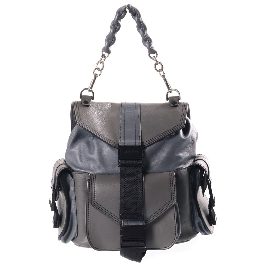 DIESEL(ディーゼル) MISS-MATCH BACKPACK ミスマッチ バックパック スムースレザー リュックサック グレー レディース