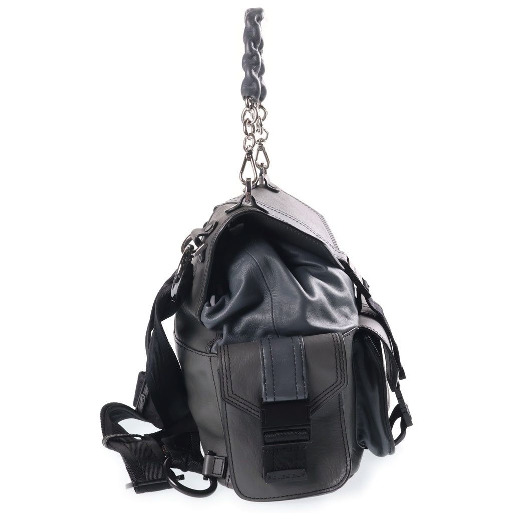 DIESEL(ディーゼル) MISS-MATCH BACKPACK ミスマッチ バックパック スムースレザー リュックサック グレー レディース
