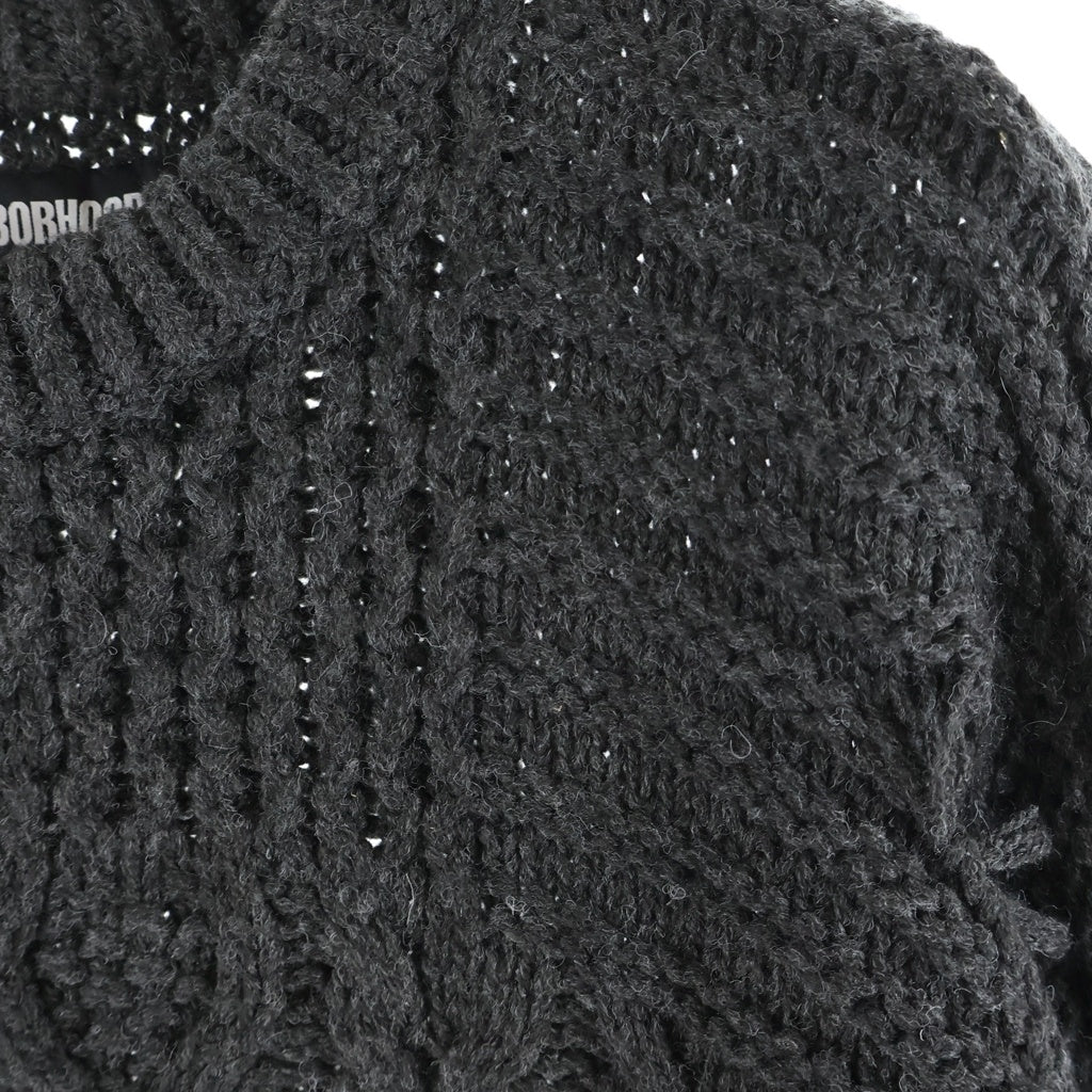 NEIGHBORHOOD(ネイバーフッド) 23AW PATCHWORK SAVAGE SWEATER パッチワーク サベージ クルーネック ニット セーター グレー 232FUNH-KNM01