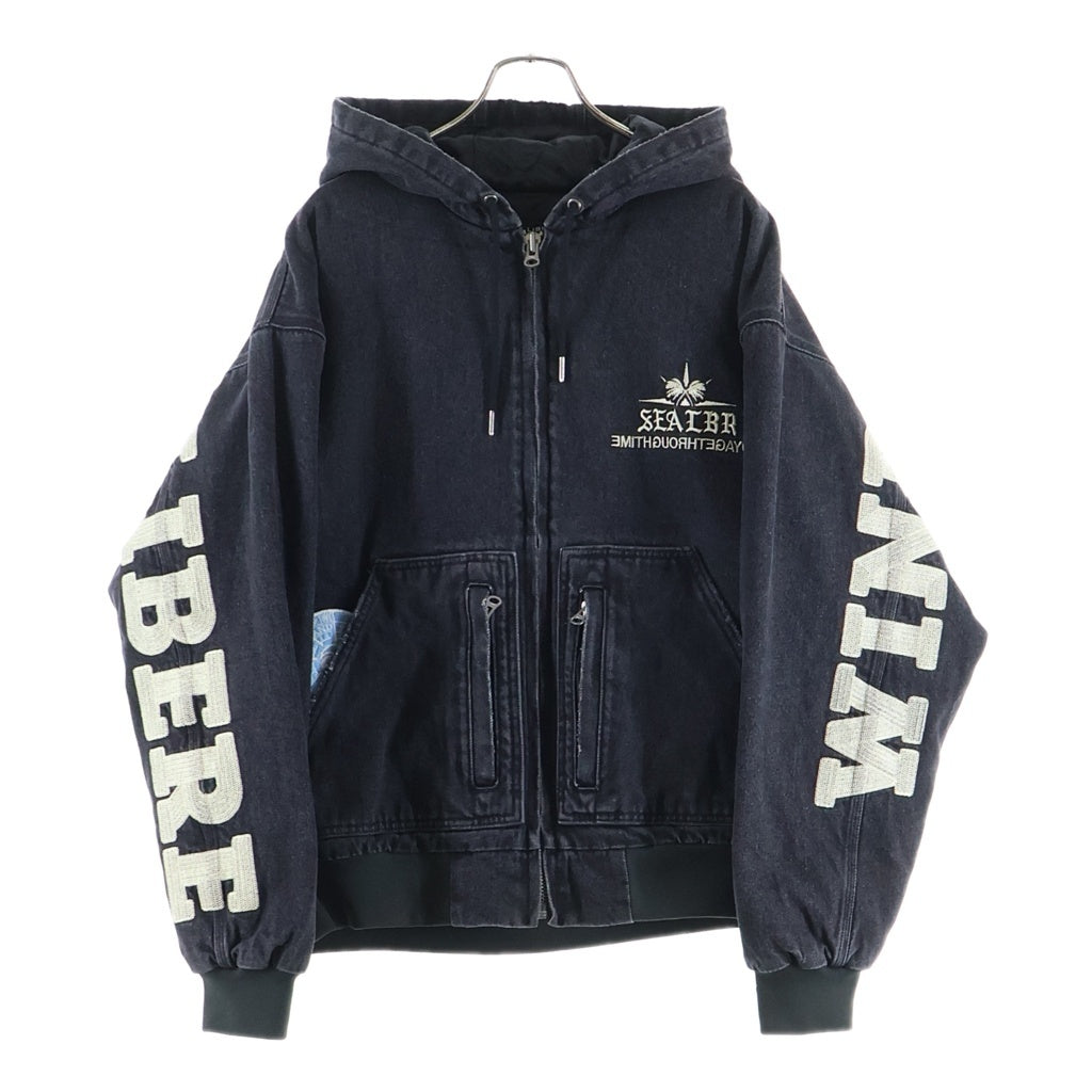 WIND AND SEA(ウィンダンシー) 24SS × LIBERE WORK ZIPUP JACKET リベーレ ワーク ジップアップ フーデッド デニム ジャケット ブラック