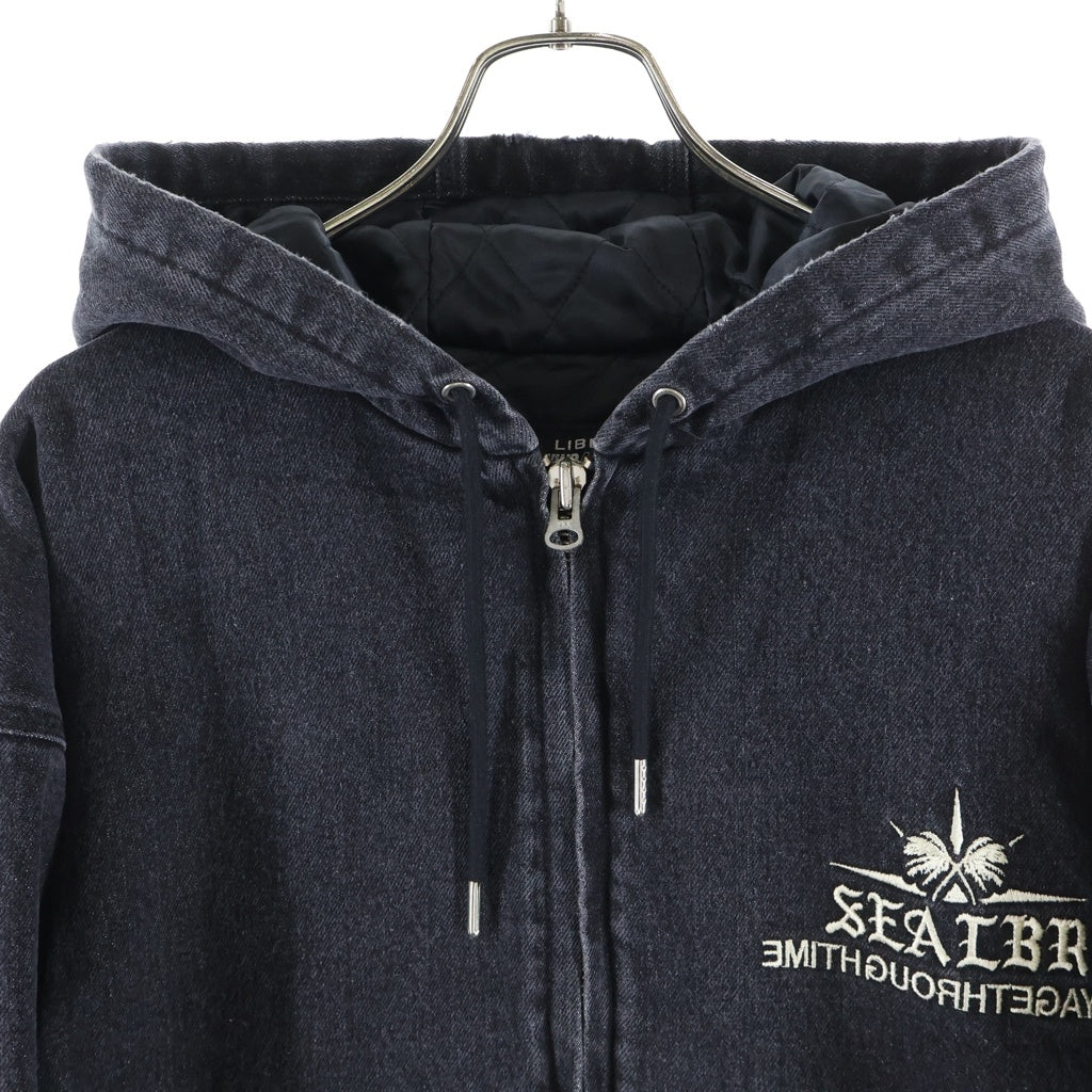 WIND AND SEA(ウィンダンシー) 24SS × LIBERE WORK ZIPUP JACKET リベーレ ワーク ジップアップ フーデッド デニム ジャケット ブラック