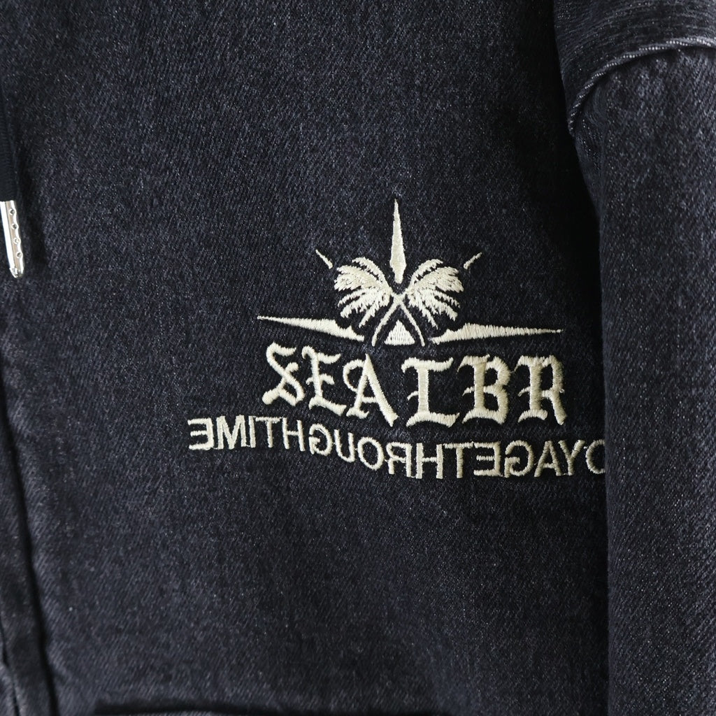 WIND AND SEA(ウィンダンシー) 24SS × LIBERE WORK ZIPUP JACKET リベーレ ワーク ジップアップ フーデッド デニム ジャケット ブラック