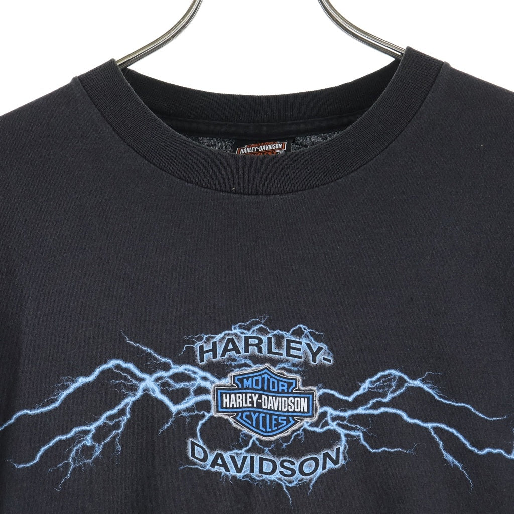 HARLEY DAVIDSON(ハーレーダビッドソン) 00S VINTAGE OAKLAND BLUE THUNDER L/S TEE 2009 USA製 オークランド ブルーサンダー クルーネック 長袖Tシャツ カットソー ブラック