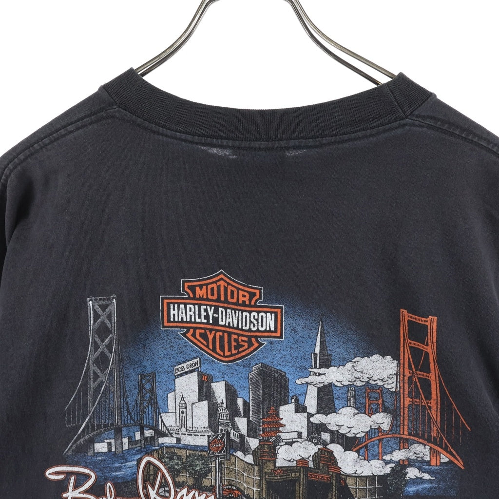 HARLEY DAVIDSON(ハーレーダビッドソン) 00S VINTAGE OAKLAND BLUE THUNDER L/S TEE 2009 USA製 オークランド ブルーサンダー クルーネック 長袖Tシャツ カットソー ブラック