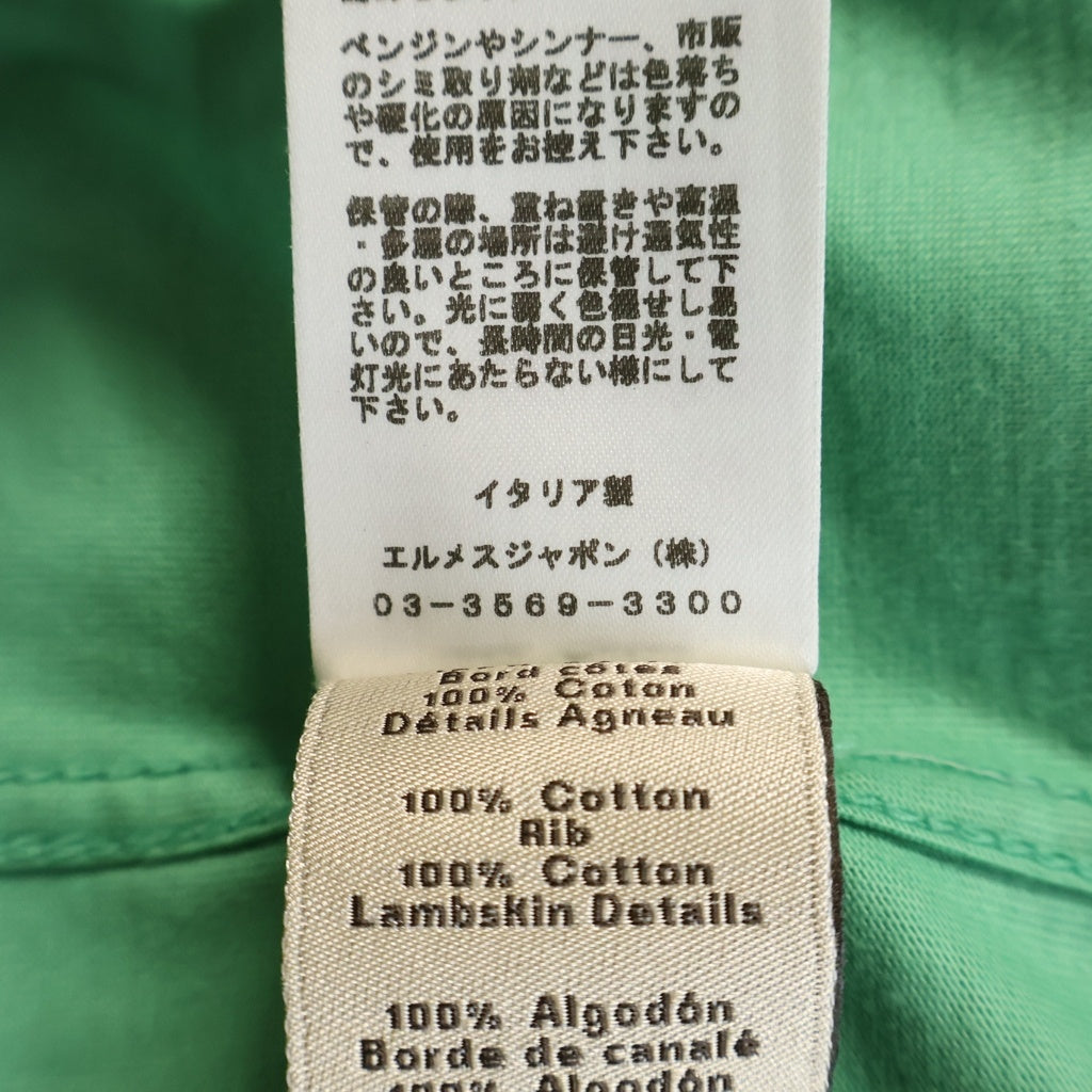 HERMES(エルメス) 22SS ホースレザーモチーフパッチ クルーネック 半袖Tシャツ カットソー グリーン