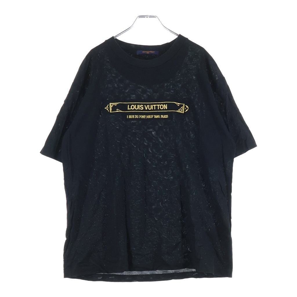 LOUIS VUITTON(ルイヴィトン) 25AW エンベリッシュド ダミエ ピケ クルーネック 半袖Tシャツ カットソー ブラック RM252MM JUV HTY10W