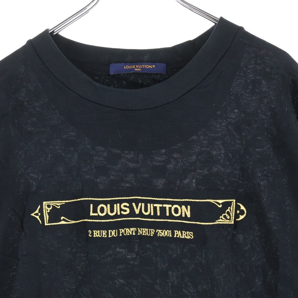 LOUIS VUITTON(ルイヴィトン) 25AW エンベリッシュド ダミエ ピケ クルーネック 半袖Tシャツ カットソー ブラック RM252MM JUV HTY10W