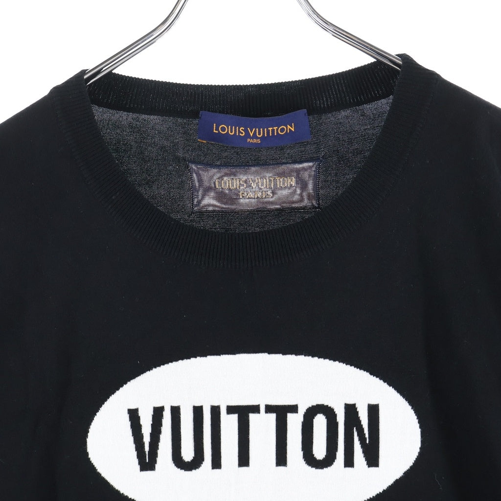 LOUIS VUITTON(ルイヴィトン) 22SS Amen Break インタルシアジャカード エブリデイ LV クルーネック ニット半袖Tシャツ カットソー ブラック RM221 JS5 HMN81W