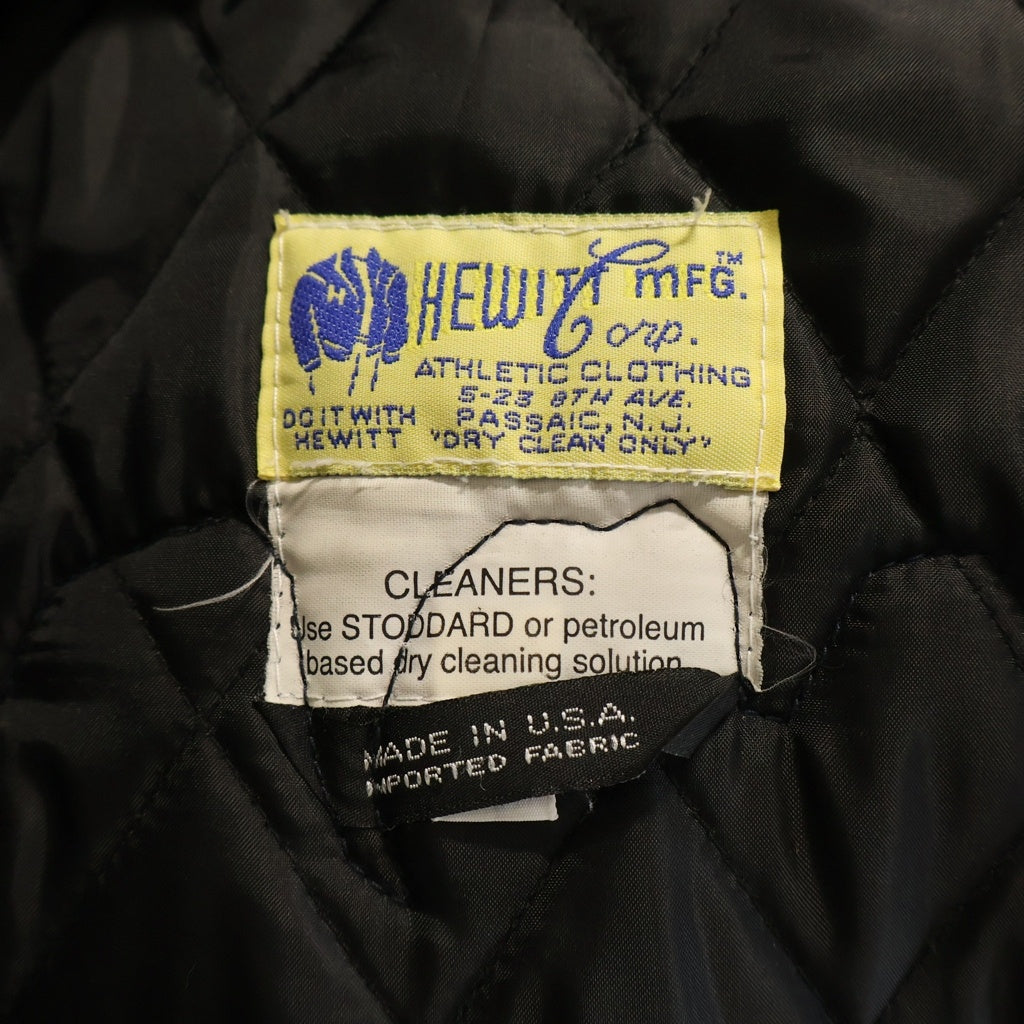 NO BRAND(ノーブランド) HEWITT MFG(ヒューイットエムエフジー) ×BACK DROP STADIUM JACKET バックドロップ スタジアムジャケット アームレザー切替 ウールスタジャン ネイビー/ベージュ