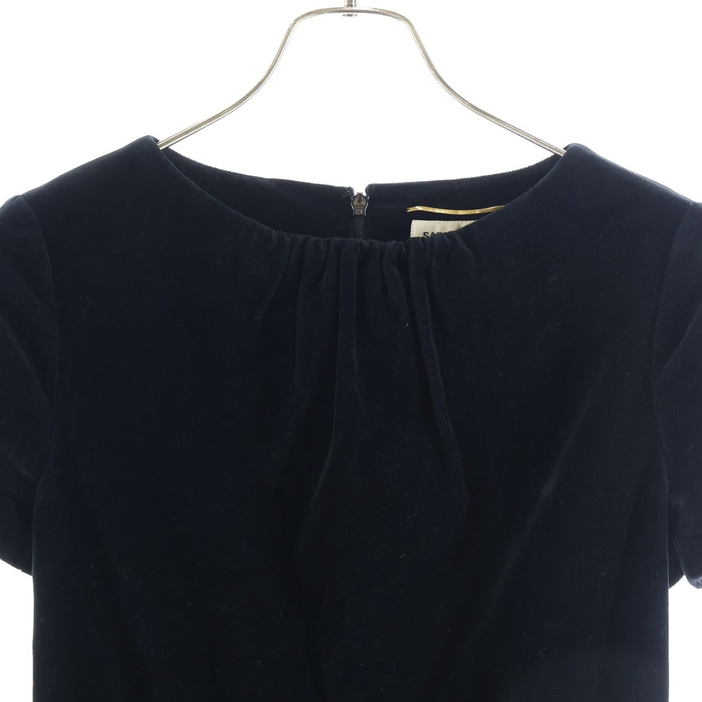 SAINT LAURENT PARIS(サンローランパリ) イタリア製 バックファスナー付き ベロア ワンピース レディース ブラック 438899 Y615W 1000