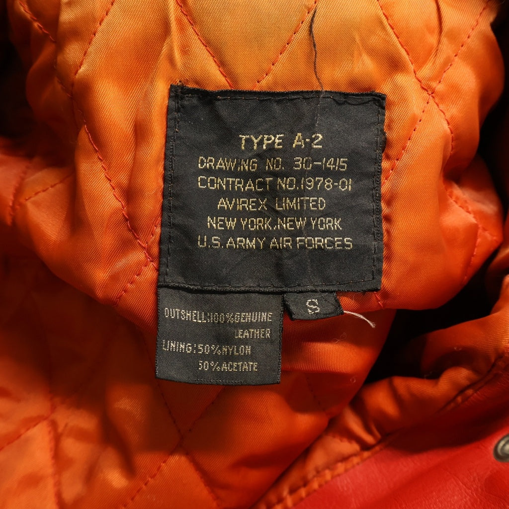 AVIREX(アヴィレックス) TYPE A-2 USAF ワッペン付き レザー フライトジャケット レッド 30-1415