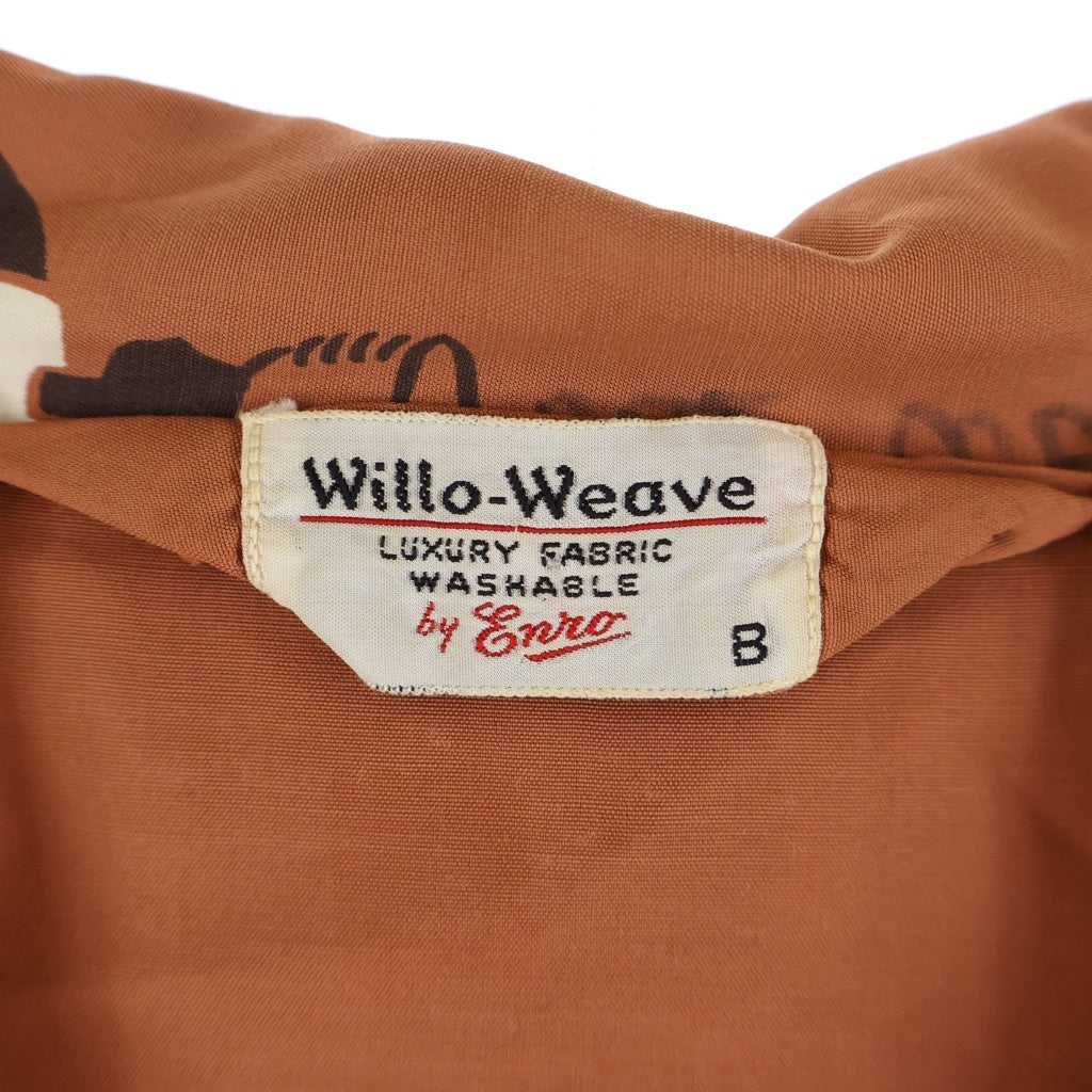 VINTAGE(ヴィンテージ) 50-60S VINTAGE WILLO-WEAVE BY ENRO ヴィンテージ レーヨン 総柄 オープンカラー長袖シャツ ブラウン